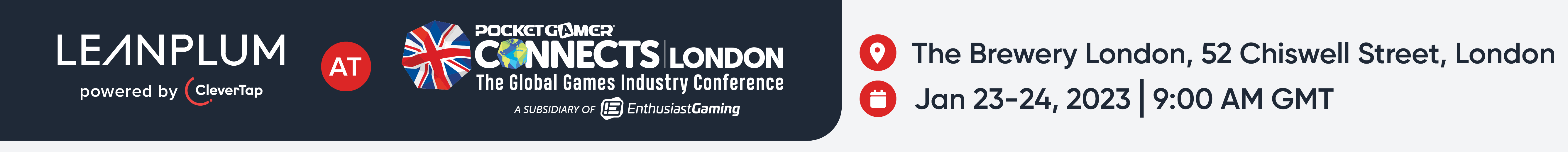 Leanplum is going to PocketGamer Connects London 2023 - The global games industry conference. See you January 23-24 at The Brewery London!